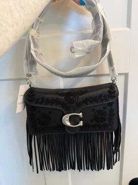 Coach Leather Fringe Beaded Tabby CCW95